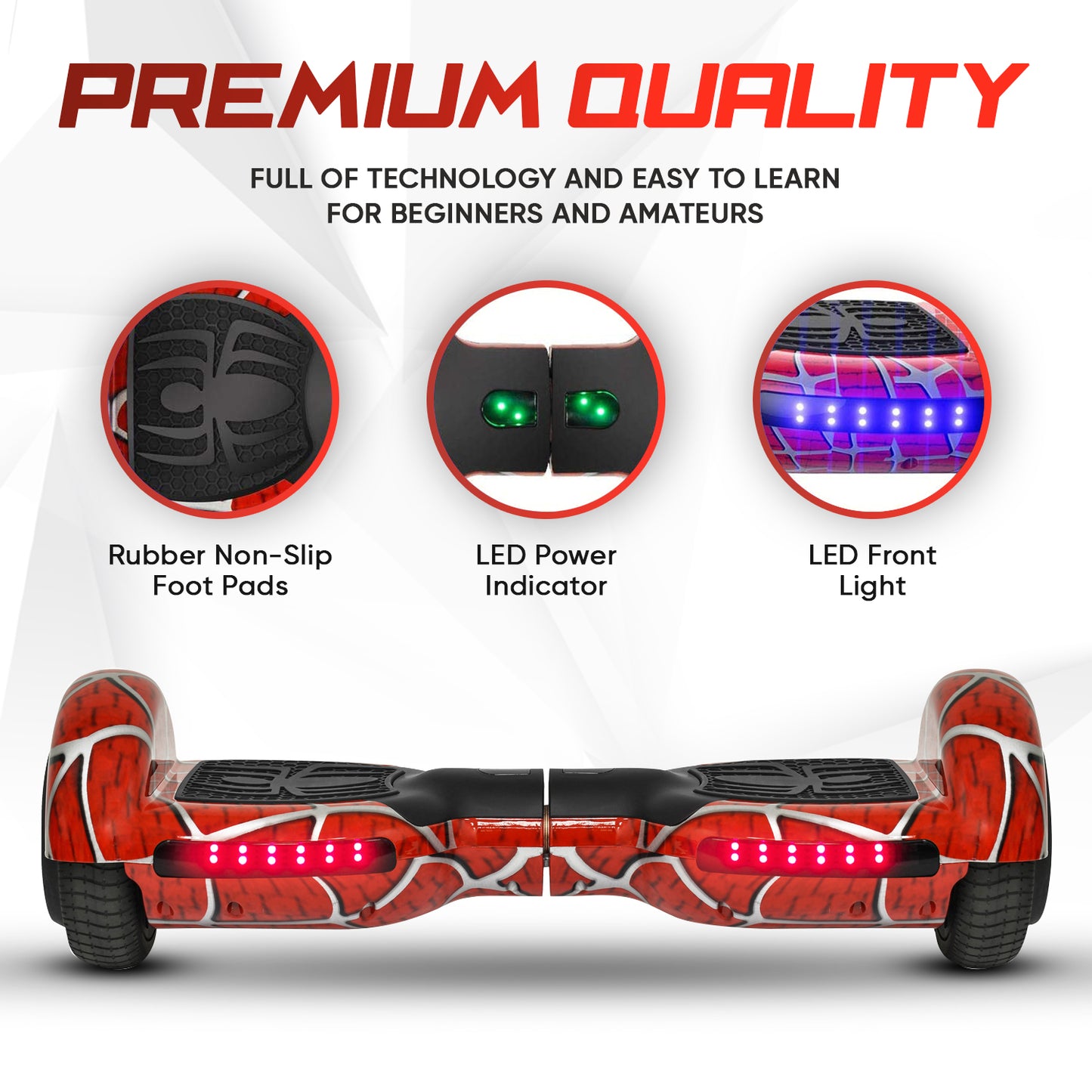 Hoverboard for Kids, with Bluetooth Speaker and LED Lights 6.5" Self Balancing Scooter Hoverboard for Kids Ages 6-12